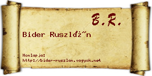 Bider Ruszlán névjegykártya
